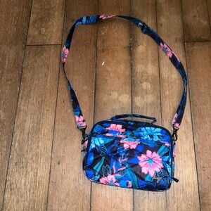Lug Crossbody Purse Bag Roundabout XL Navy Blue Black Floral